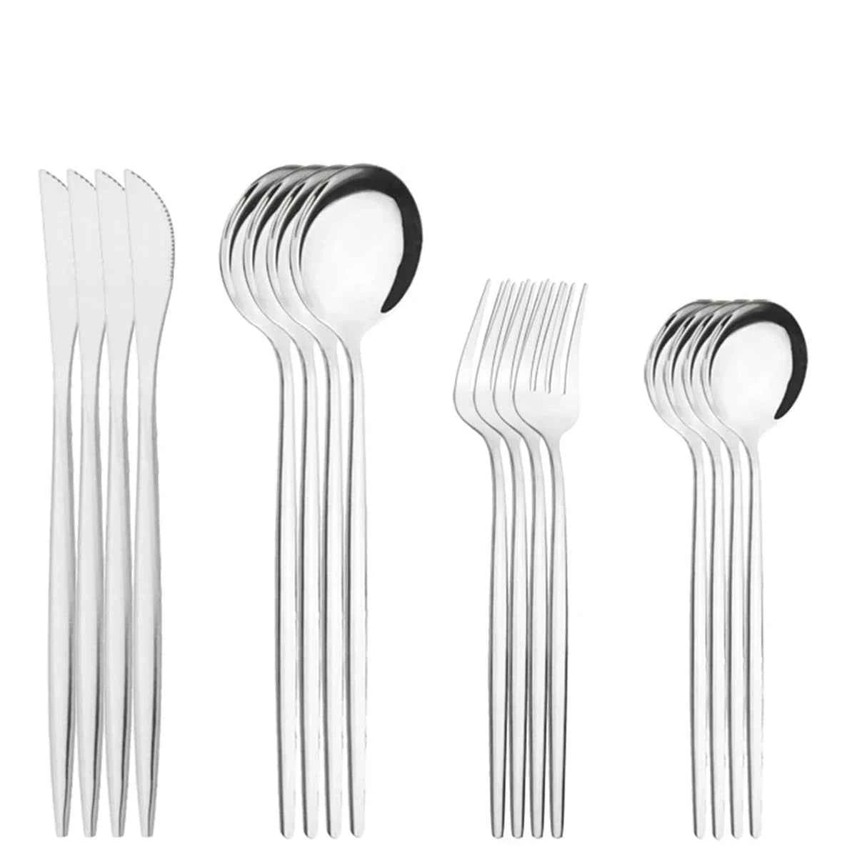 Ménagère 16 Couverts Inox Vert Menthe - Fourchettes Couteaux Cuillères