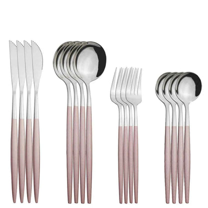 Ménagère 16 Couverts Inox Vert Menthe - Fourchettes Couteaux Cuillères