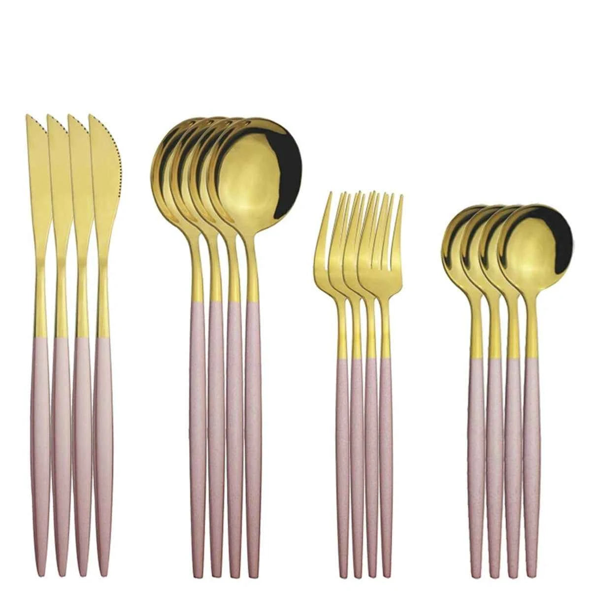 Ménagère 16 Couverts Inox Vert Menthe - Fourchettes Couteaux Cuillères