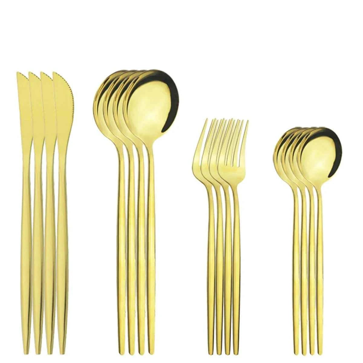 Ménagère 16 Couverts Inox Vert Menthe - Fourchettes Couteaux Cuillères