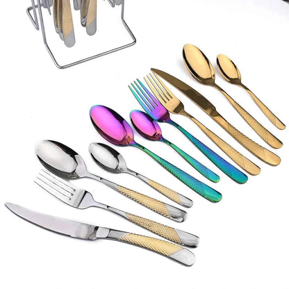 Ménagère 24 Couverts Inox - Fourchettes Couteaux Cuillères Service