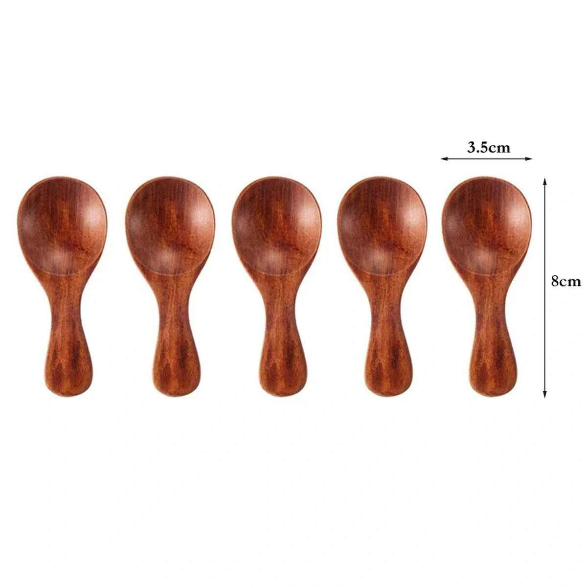 Set 5 Mini Cuillères Bois - Épices Thé Sucre Poudre Cuisine
