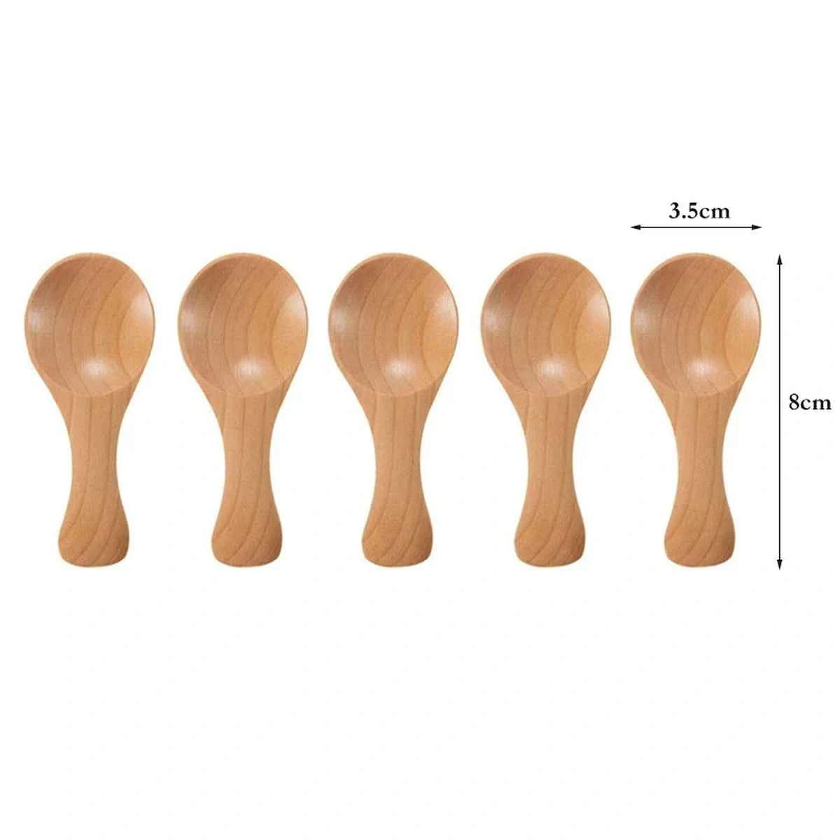 Set 5 Mini Cuillères Bois - Épices Thé Sucre Poudre Cuisine