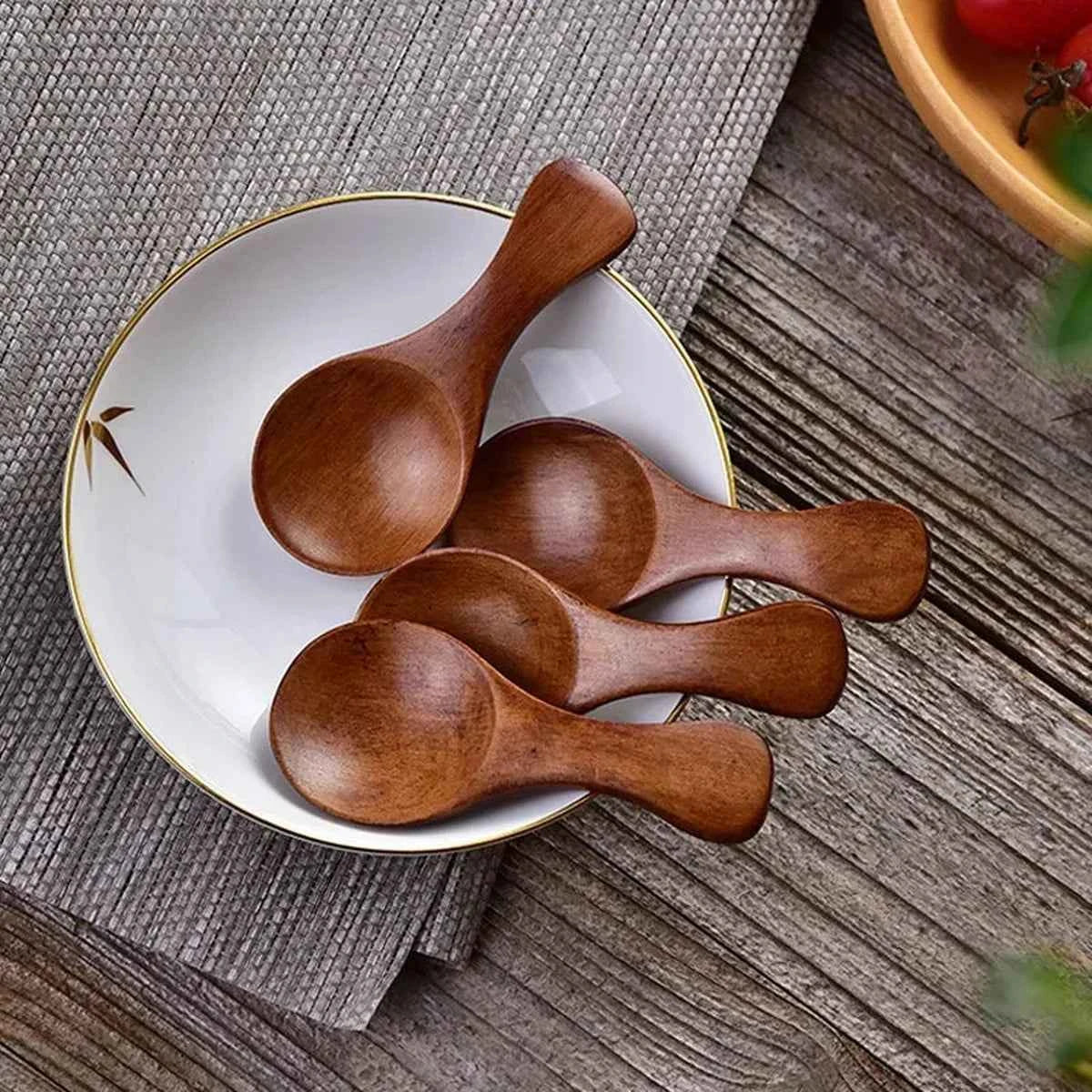 Set 5 Mini Cuillères Bois - Épices Thé Sucre Poudre Cuisine