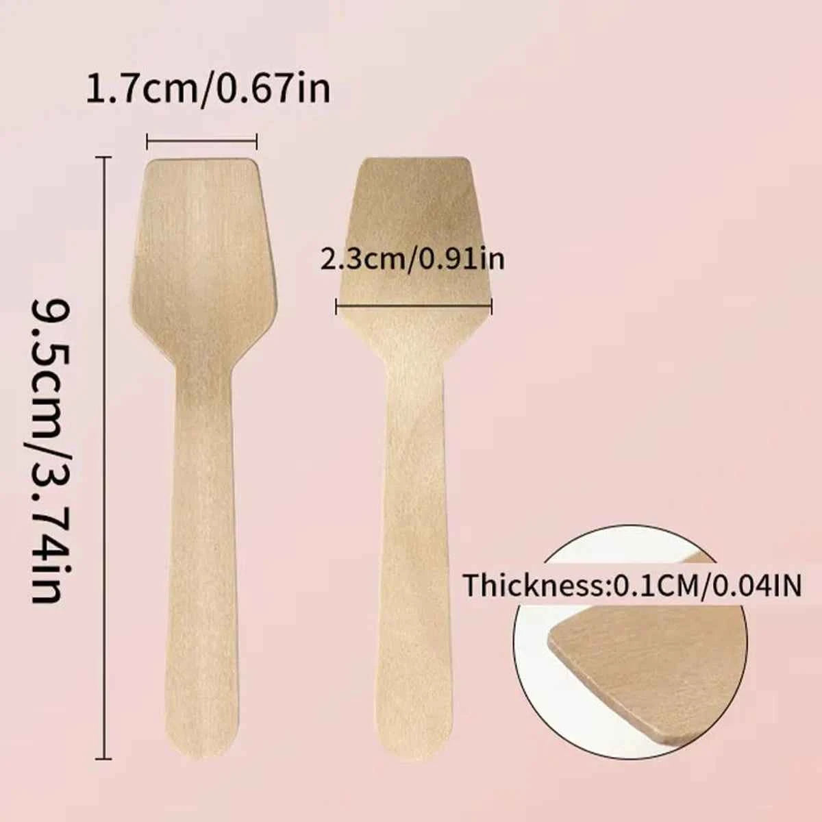 Cuillères en Bois Jetables | Mini Dessert 100-200pcs