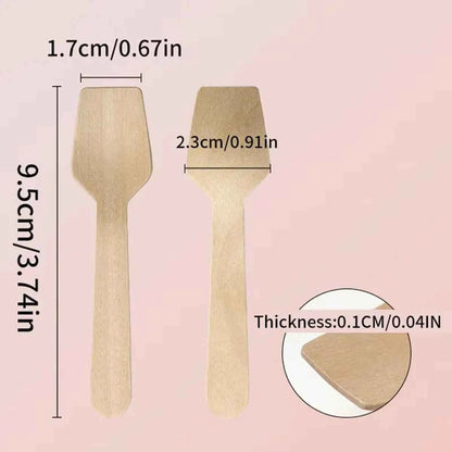 Cuillères en Bois Jetables | Mini Dessert 100-200pcs