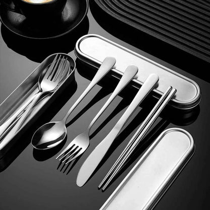 Couverts Portables Inox 304 - Fourchette Cuillère Baguettes