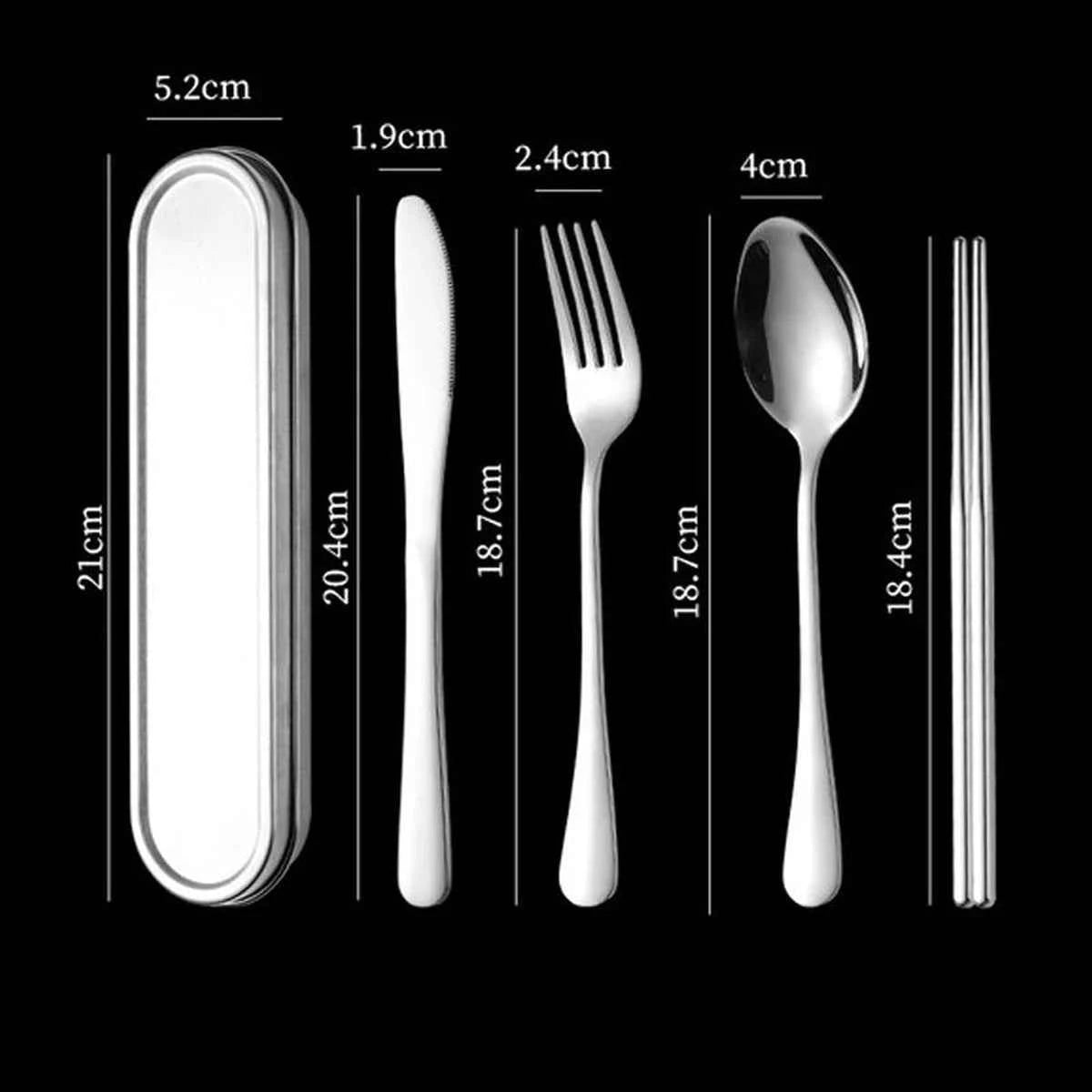 Couverts Portables Inox 304 - Fourchette Cuillère Baguettes