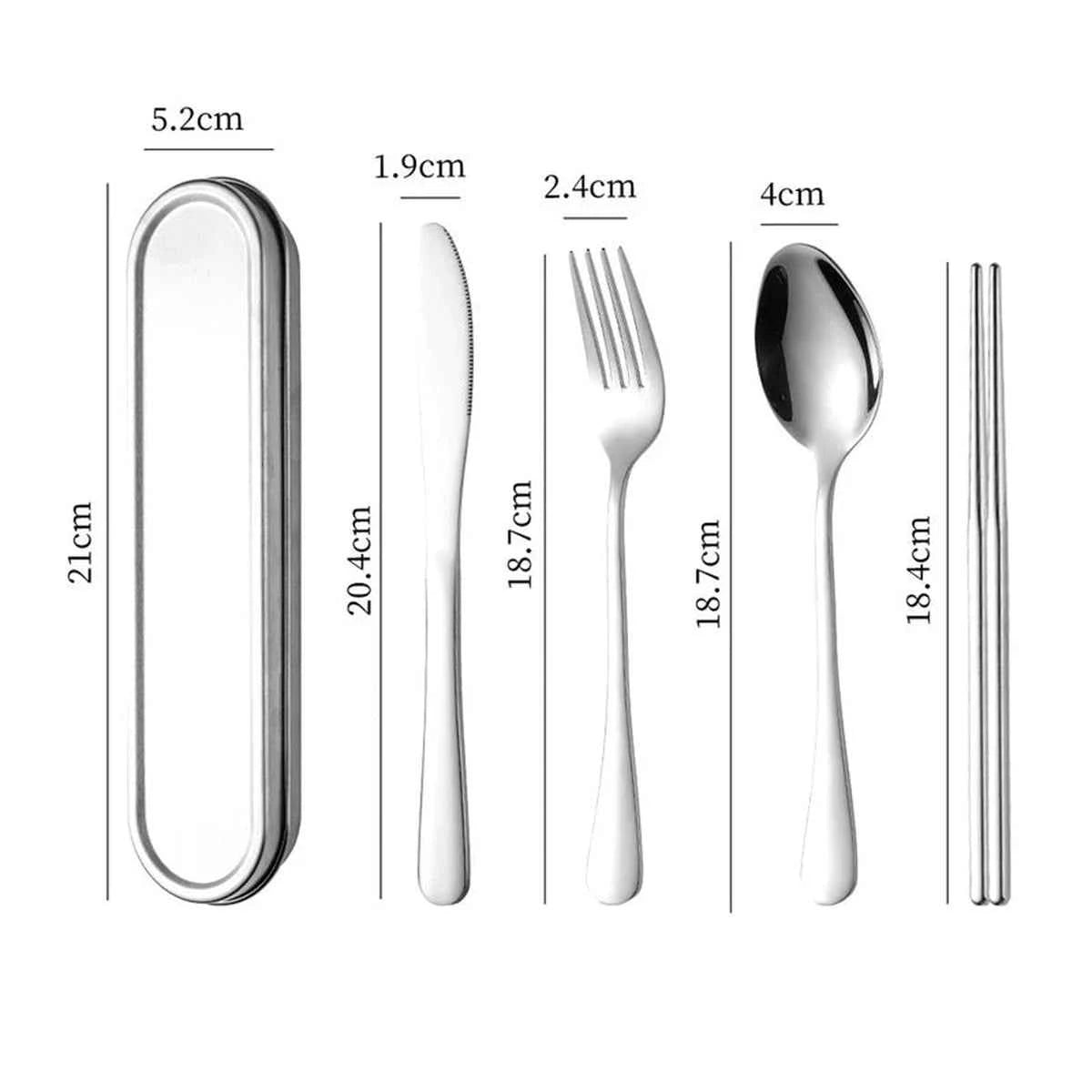 Couverts Portables Inox 304 - Fourchette Cuillère Baguettes