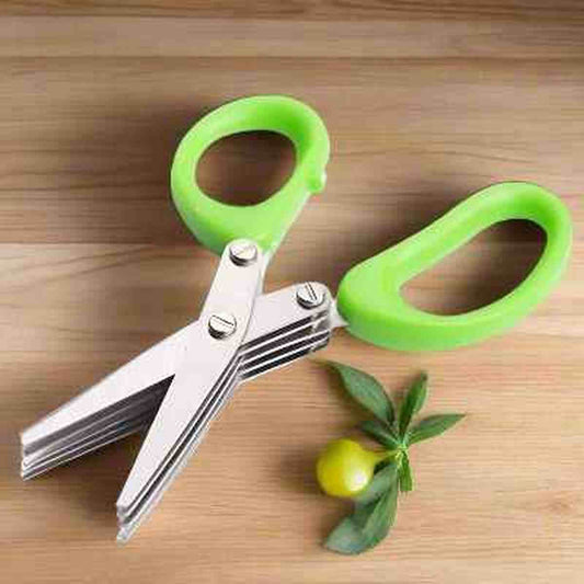 Ciseaux à herbes 5 lames MultiLayers vert pour couper basilic et persil - Get Cuisine Shop.