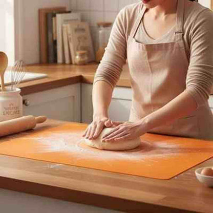 Tapis de cuisson en silicone rose premium et réutilisable utilisé pour pétrir de la pâte, offrant une surface antiadhésive et durable pour la pâtisserie.